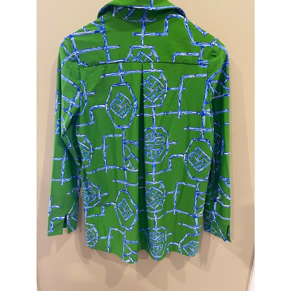 JUDE CONNALLY HADLEY TOP JUDE CLOTH BAMBOO LATTICE GRASS GREEN - Picture 4 of 6